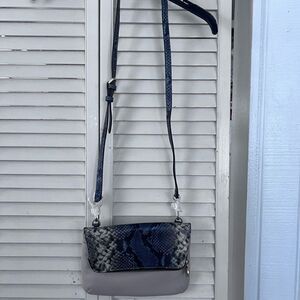 GILL Blue and Gray Snake Print Crossbody Bag
